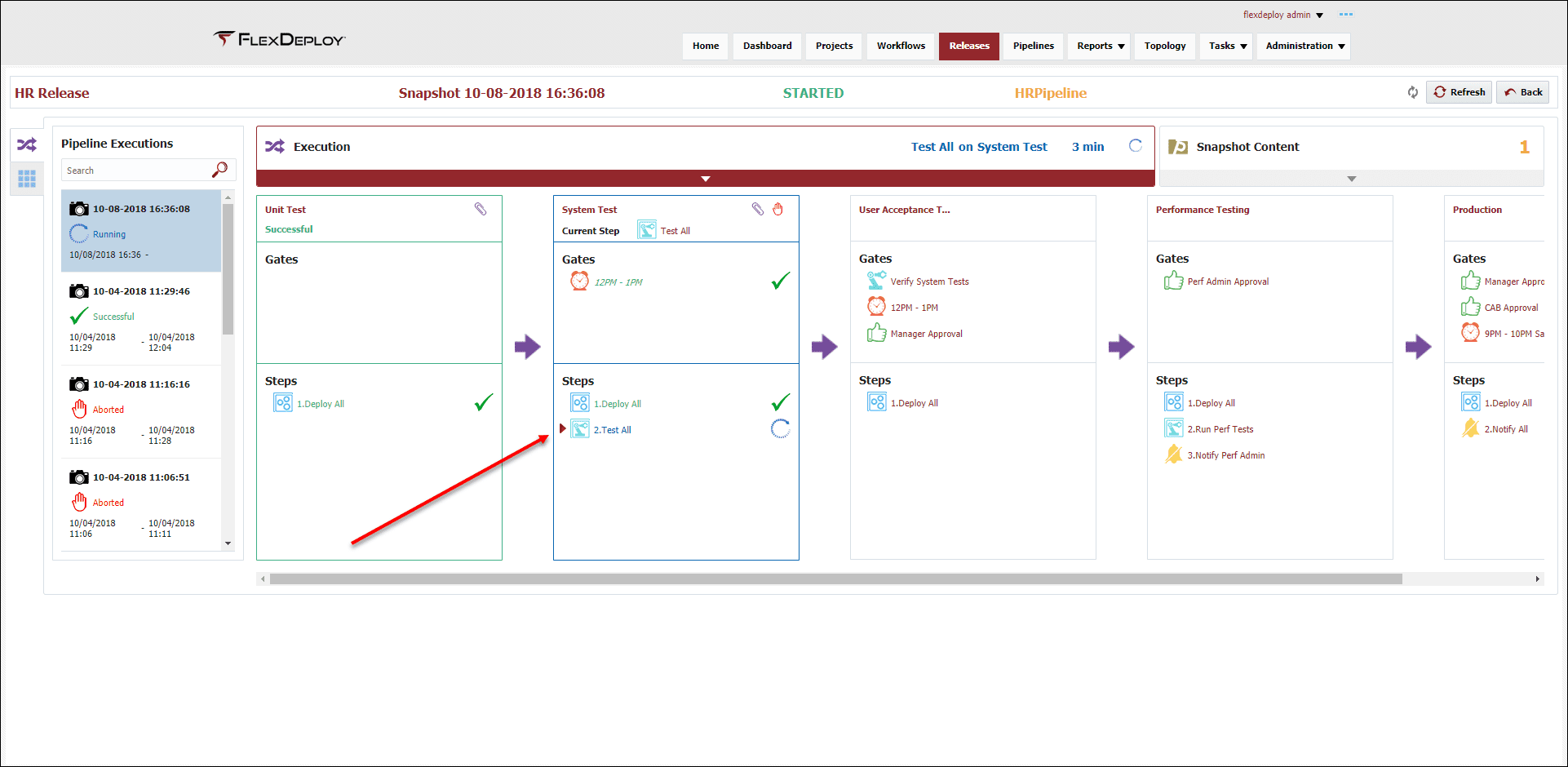 Configure steps a build package must pass before moving to the next environment.