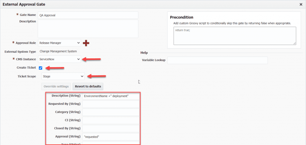 Creating a ServiceNow ticket in FlexDeploy