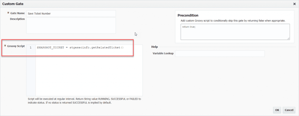 Groovy Script in the Save Ticket Number Gate in FlexDeploy