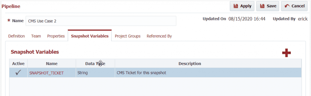 A snapshot variable in FlexDeploy to hold the ticket number