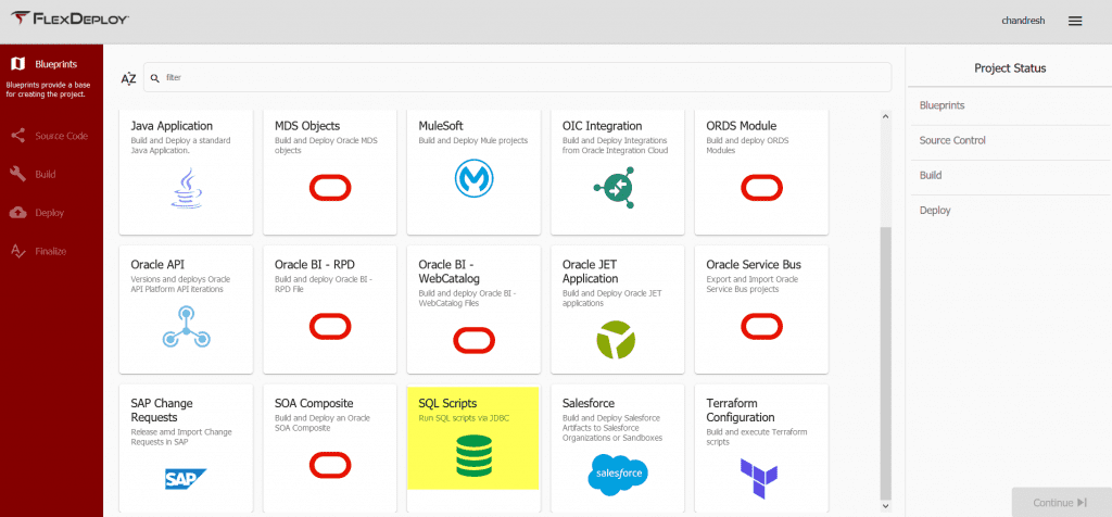 SQL Scripts Blueprint in the FlexDeploy Blueprint Library