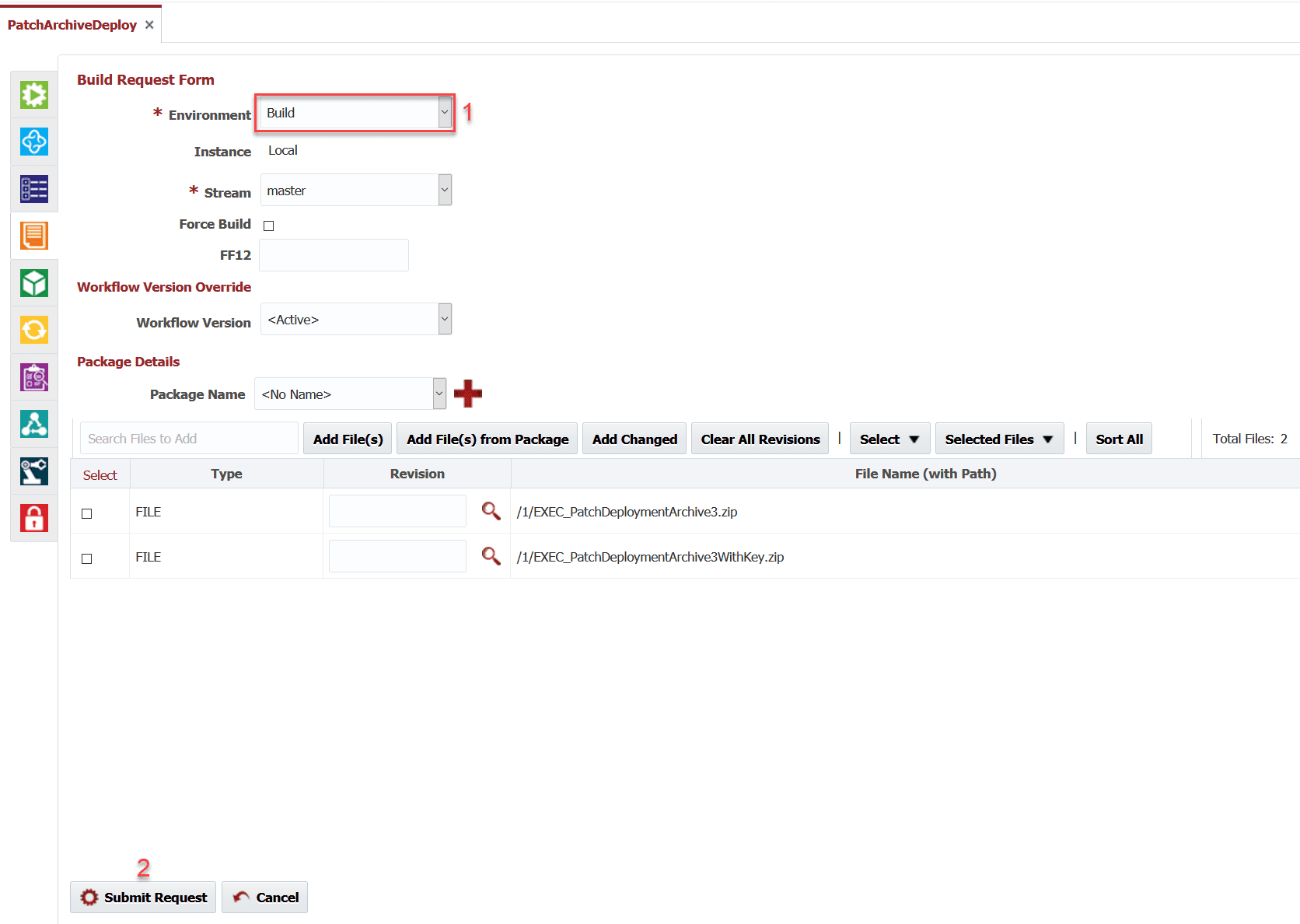 Build Request Form in FlexDeploy