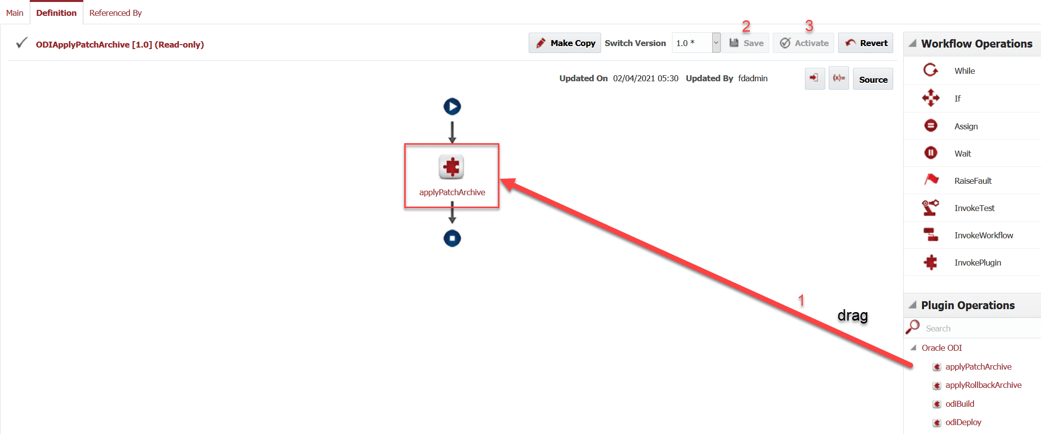 ODIApplyPatchArchive workflow