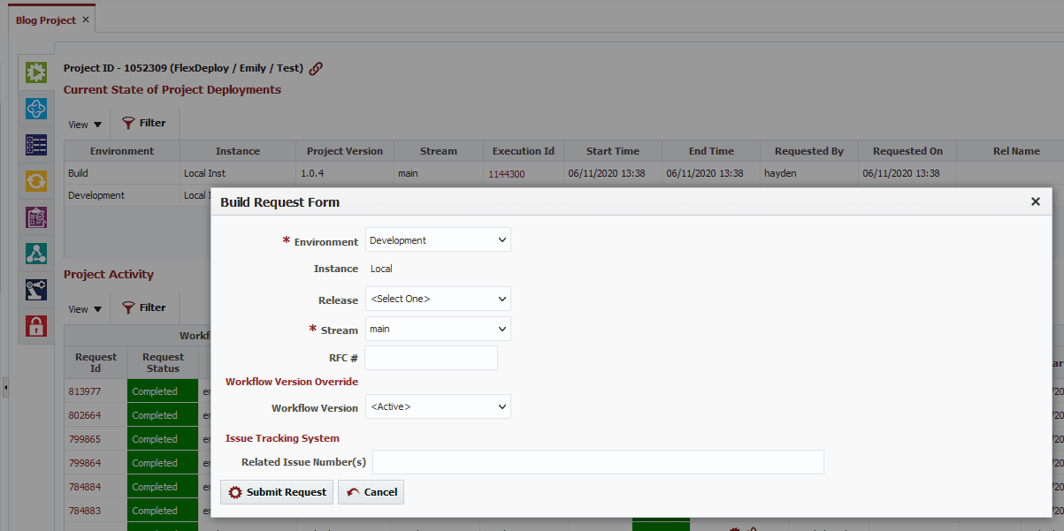 Submitting a build request