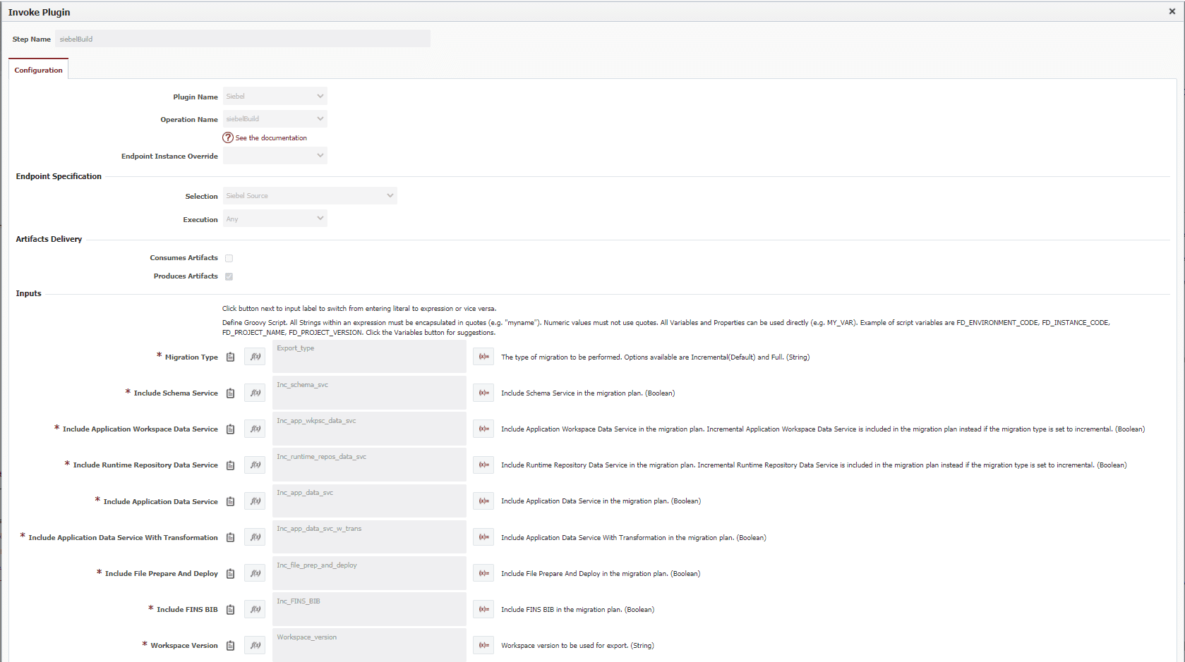 Configuring the build workflow for Siebel