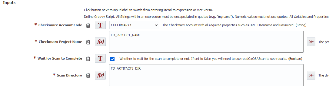 Inputs for the read SAST operation