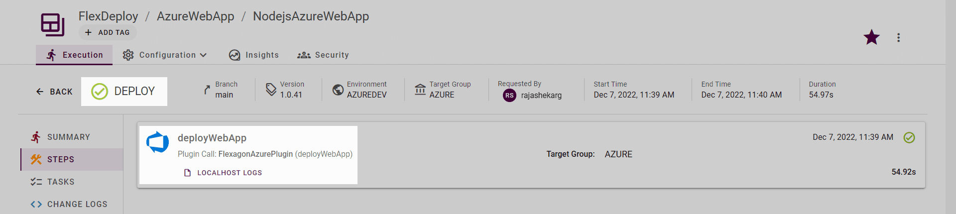 Once successfully executed we can verify from the log that deployment got successful.