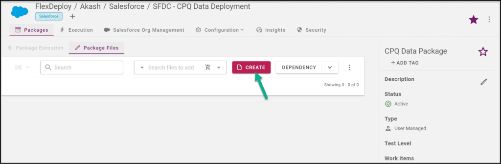 Use the 'Create' button to generate a new data object template file for migration (build and deploy). 