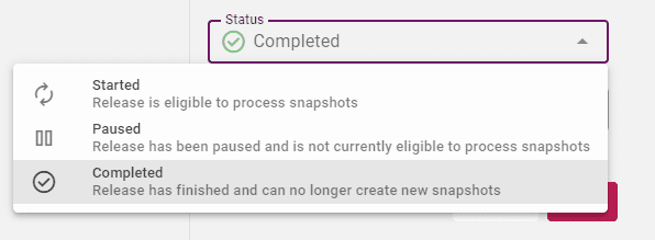 Release status can be changed after it is completed.