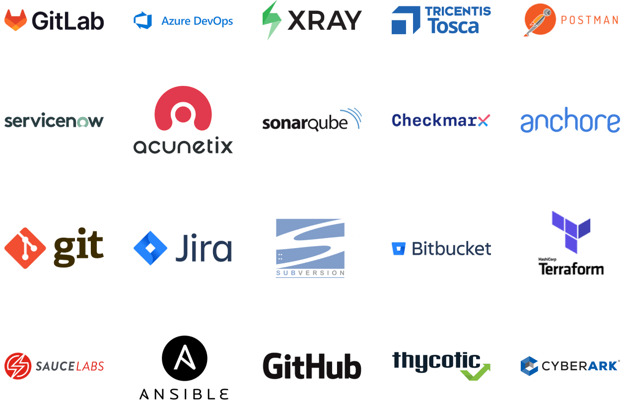 A collection of logos representing FlexDeploy's plug and play toolchain integrations.