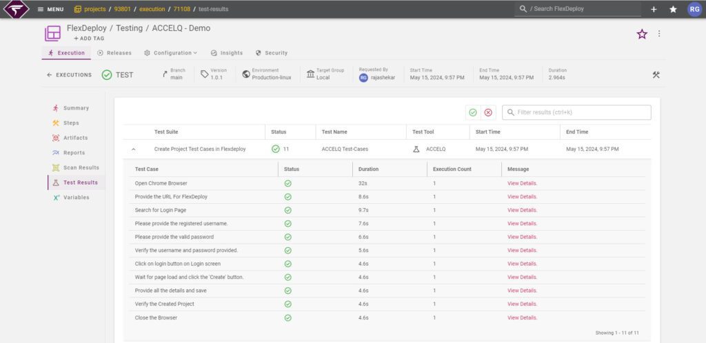 Integrate ACCELQ into your release pipelines in FlexDeploy.