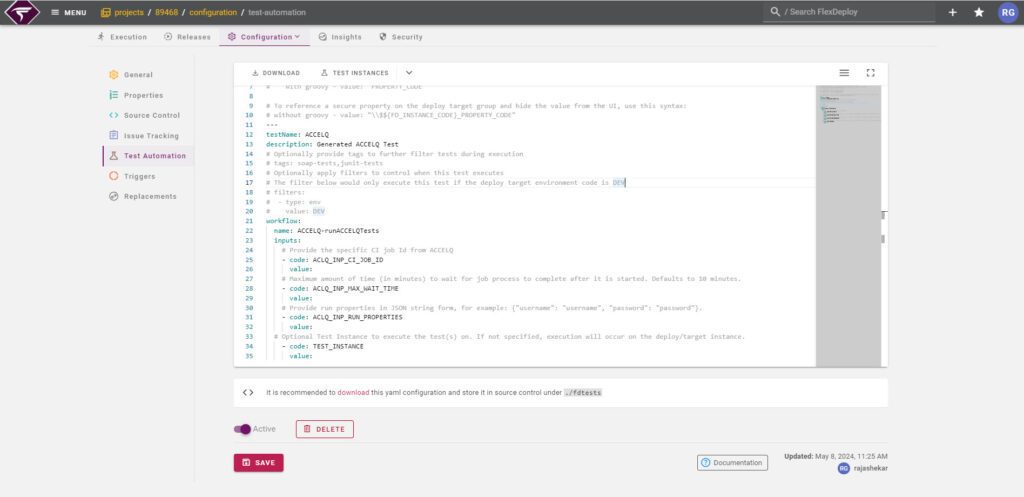 Configure your ACCELQ test instance. 