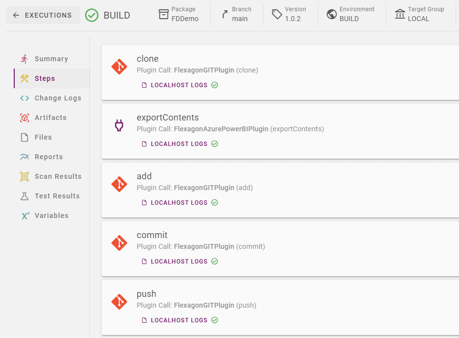 FlexDeploy Build Execution Workflow steps