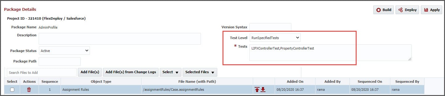 Have control over packages in FlexDeploy