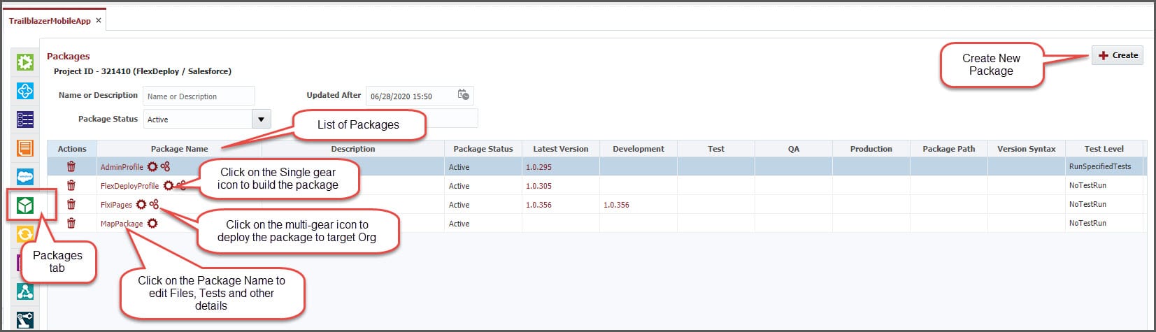 FlexDeploy's Packages features