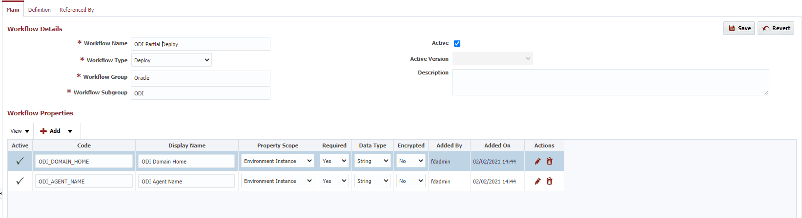 Workflow details for OIC Partial Deploy