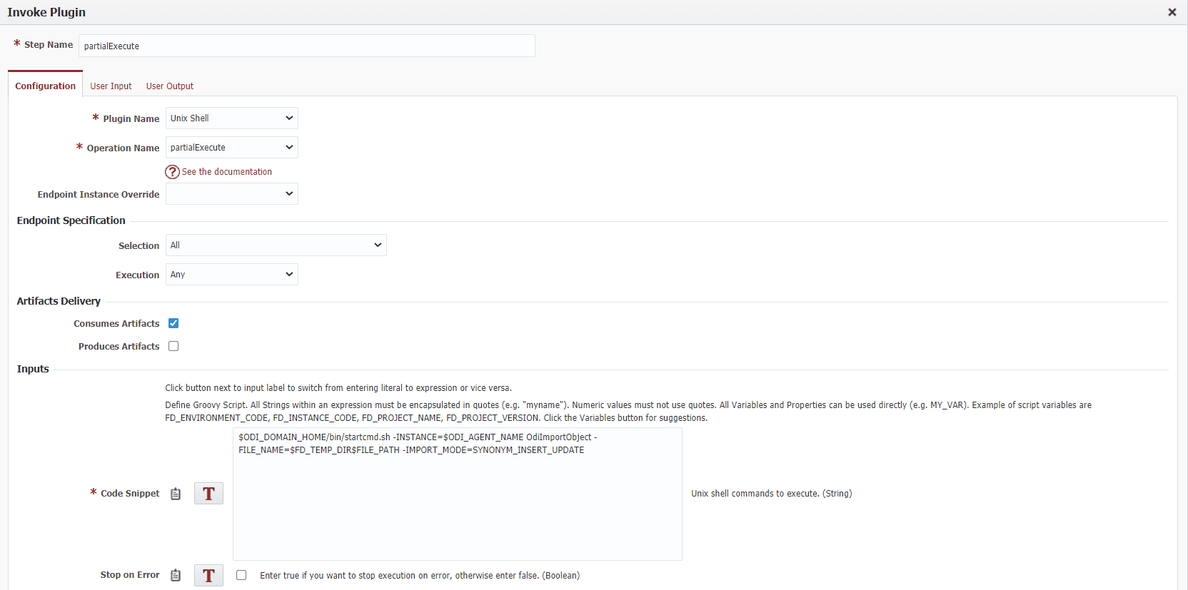 Execute the OdiImportObject command in the Configuration tab of FlexDeploy.
