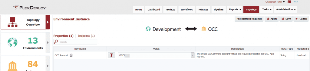 Environment Instance for the Oracle CX Commerce Cloud plugin