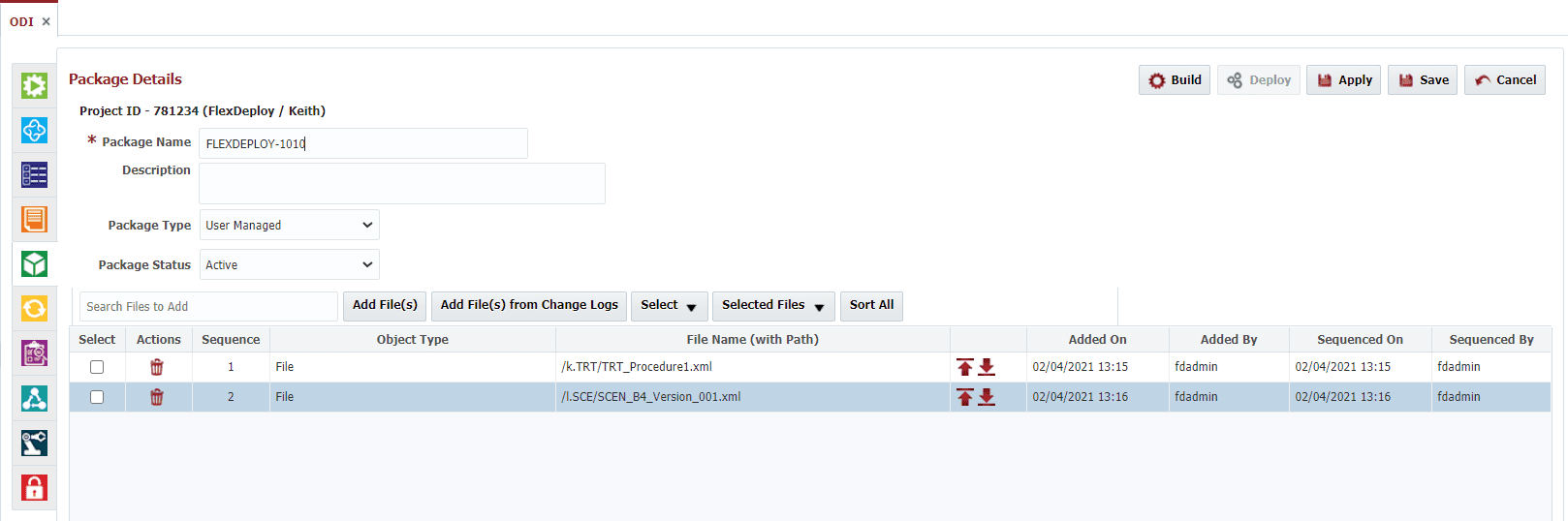 Build and deploy selected XML files to your desired environments