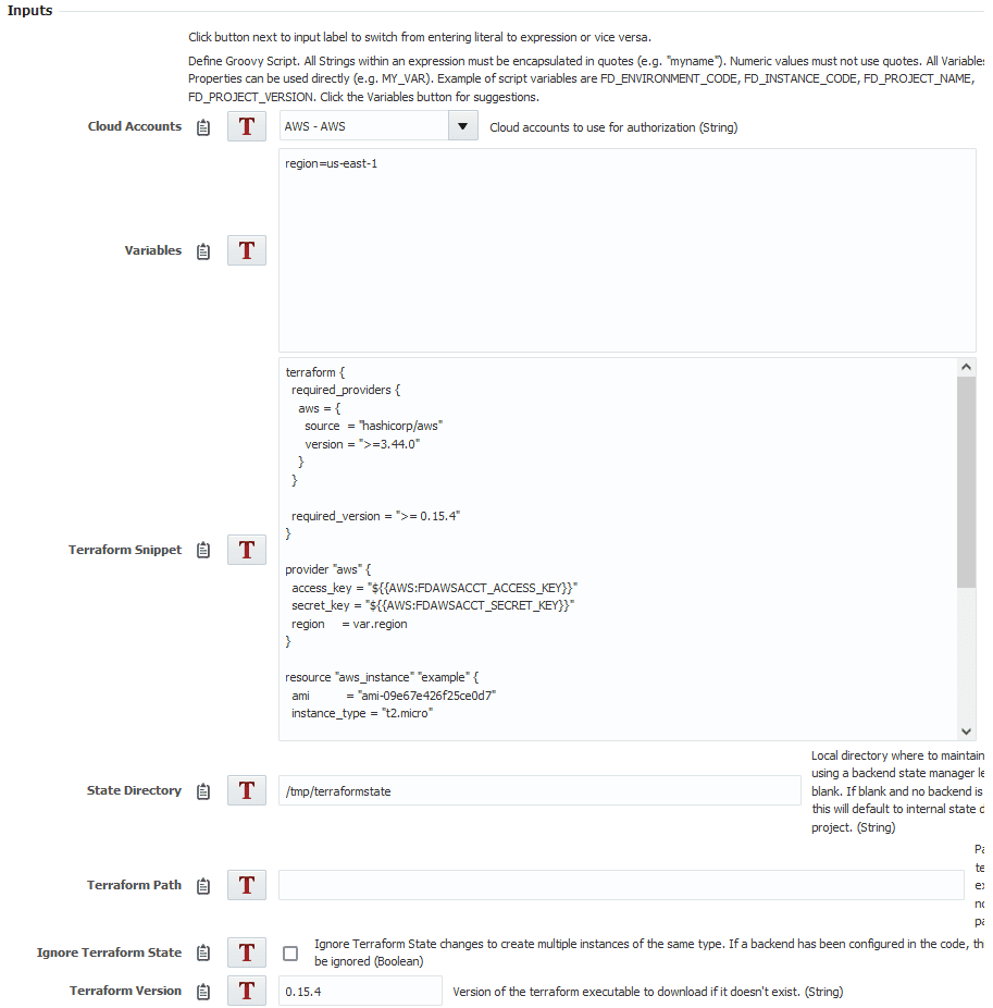 apply step configuration
