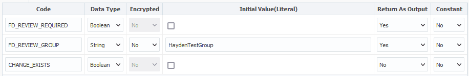 variables screen