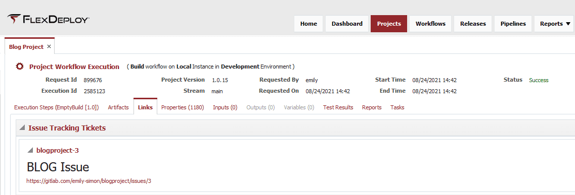 Build execution links