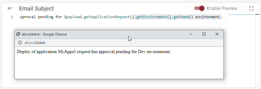 Viewing preview window updates live