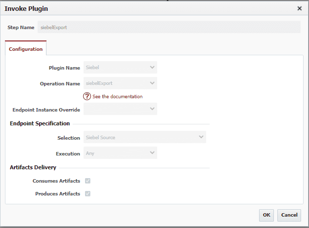 Siebel export configuration
