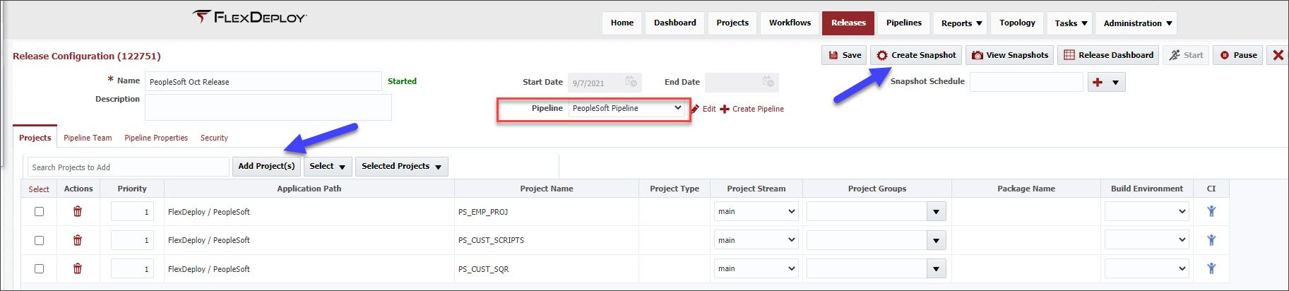 Adding projects to the PoepleSoft pipeline