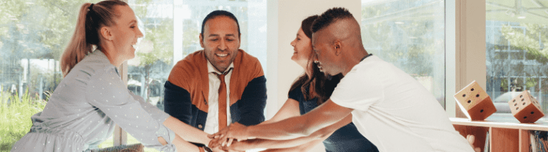 Team celebrating together at the office