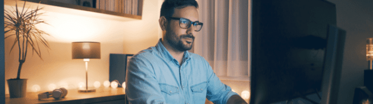 Man working on computer in office