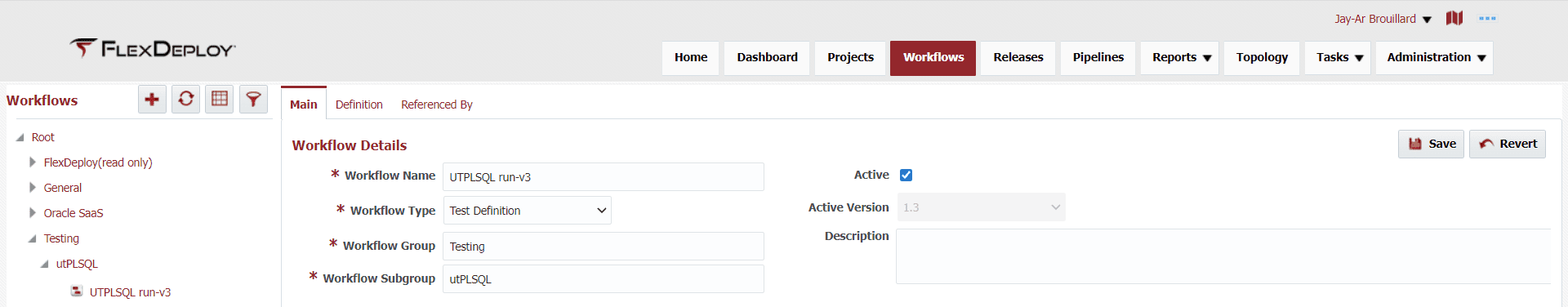 Main Workflow Window in FlexDeploy