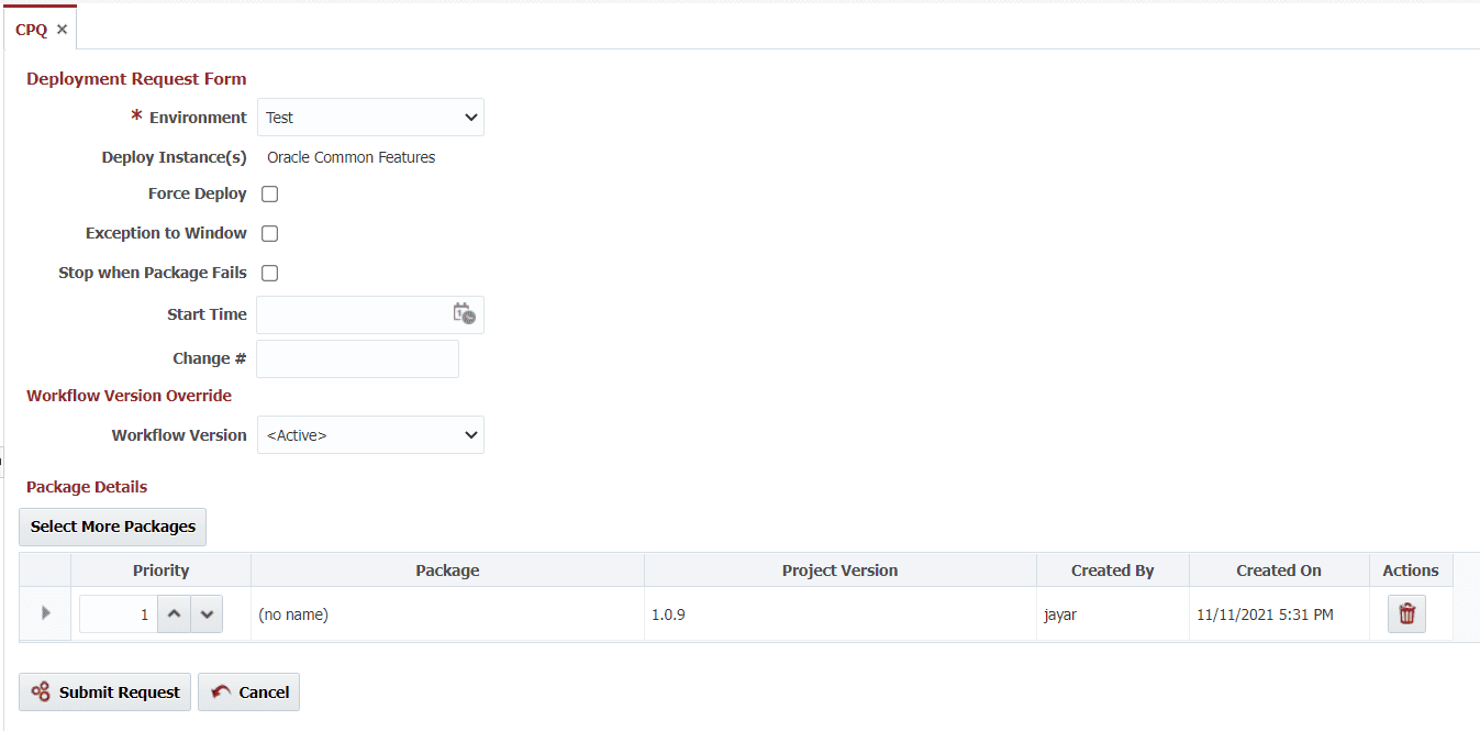 deploy request form