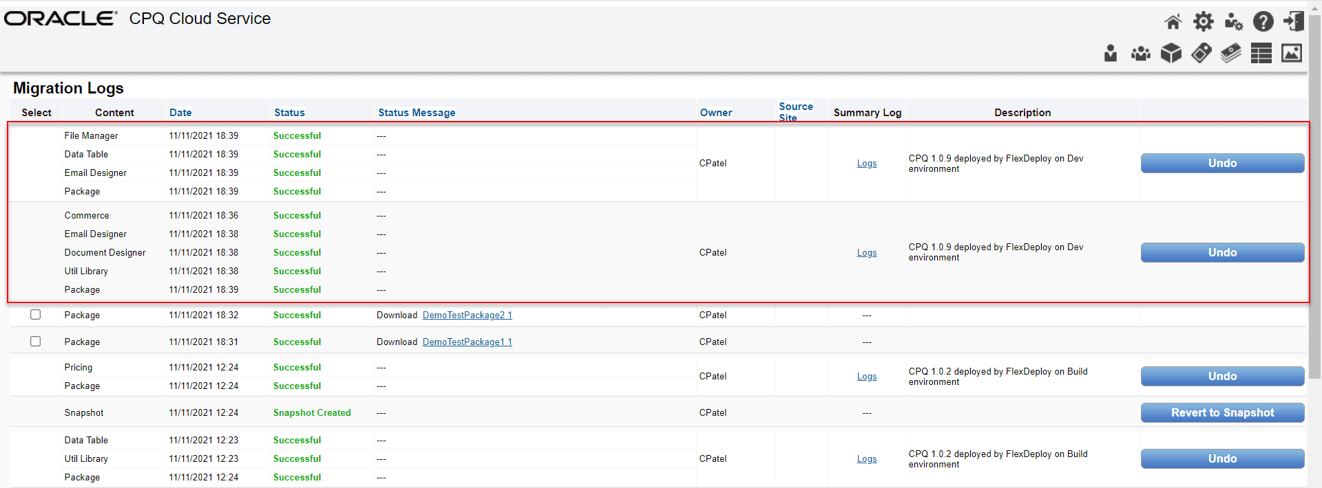 Migration Logs