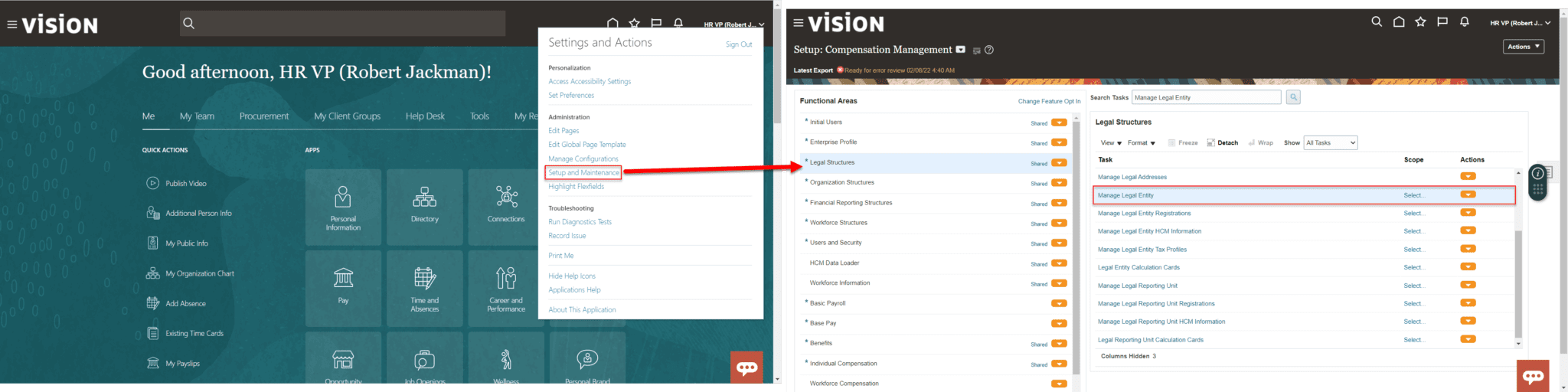 Finding Manage Legal Entity Task