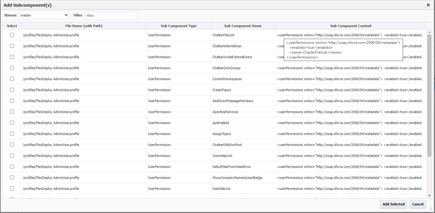 List of Subcomponents details