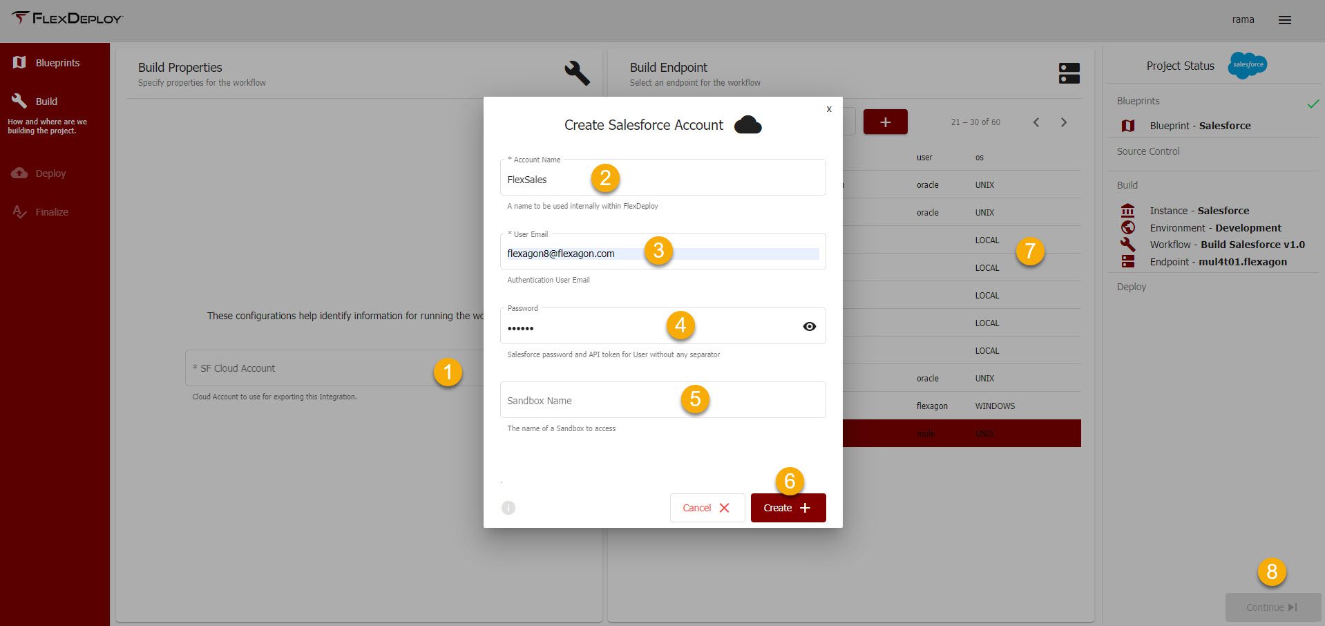 Create Salesforce Account window