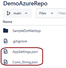 The git repo should contain the codebase, and any App Setting and Connection String related attributes in respective files.