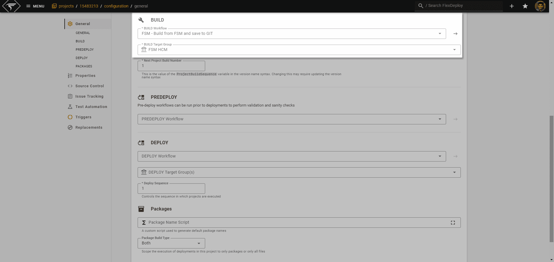 Build workflow configured only
