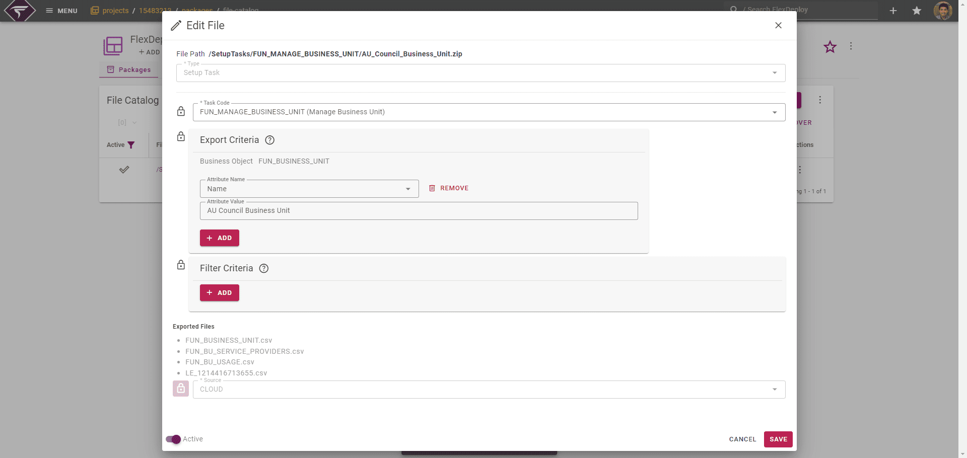Setup Task file - Manage Business Unit