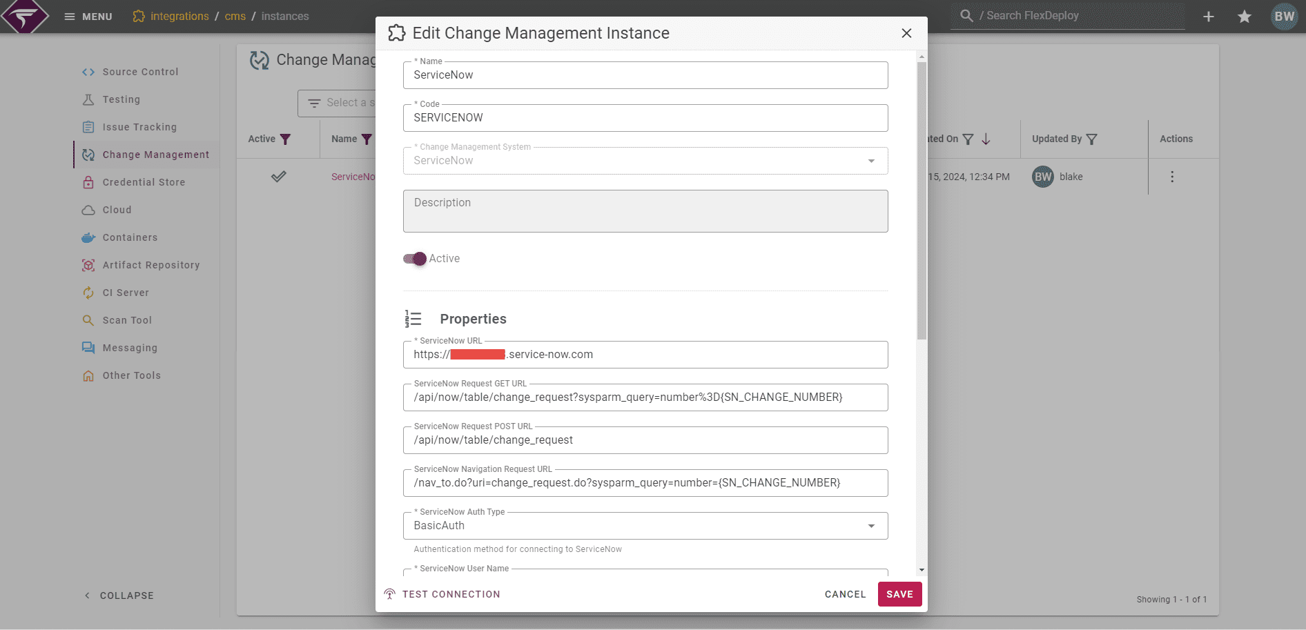 ServiceNow CMS instance