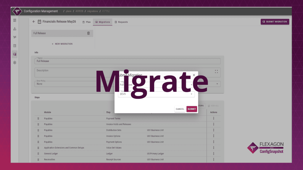Blurry Screenshot of the platform with the word "Migrate" overlaid.