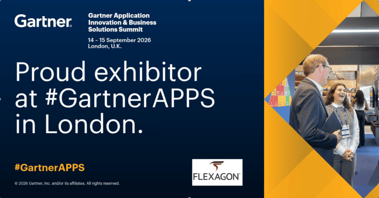 Banner reads "Proud Exhibitor at GartnerAPPS London"