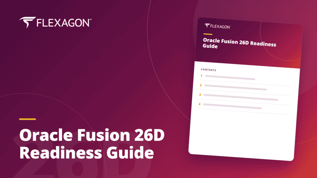 Cover of the Oracle Fusion 26D Readiness Guide from Flexagon.