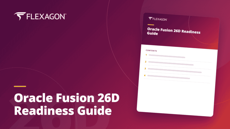 Cover of the Oracle Fusion 26D Readiness Guide from Flexagon.